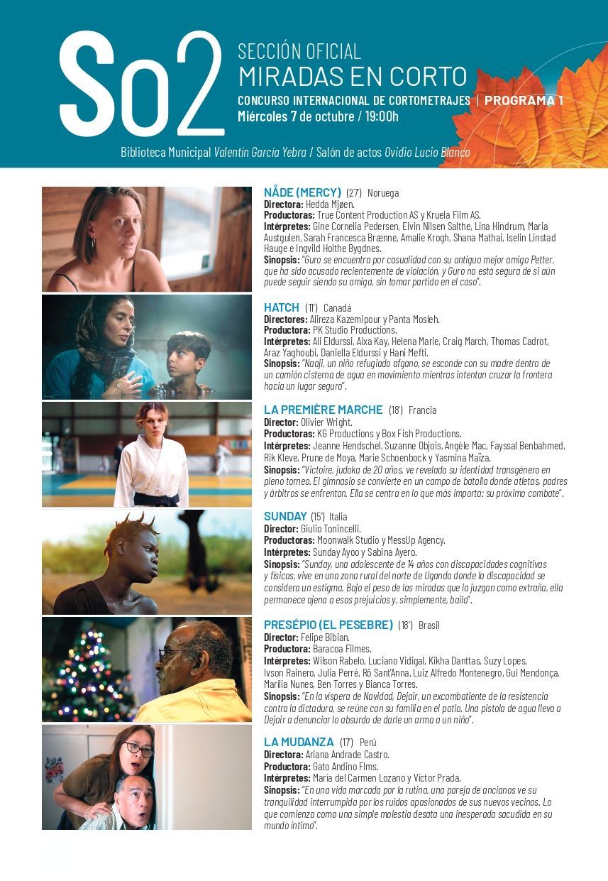Cartel del Festival Internacional de Cine de Ponferrada con cortometrajes destacados