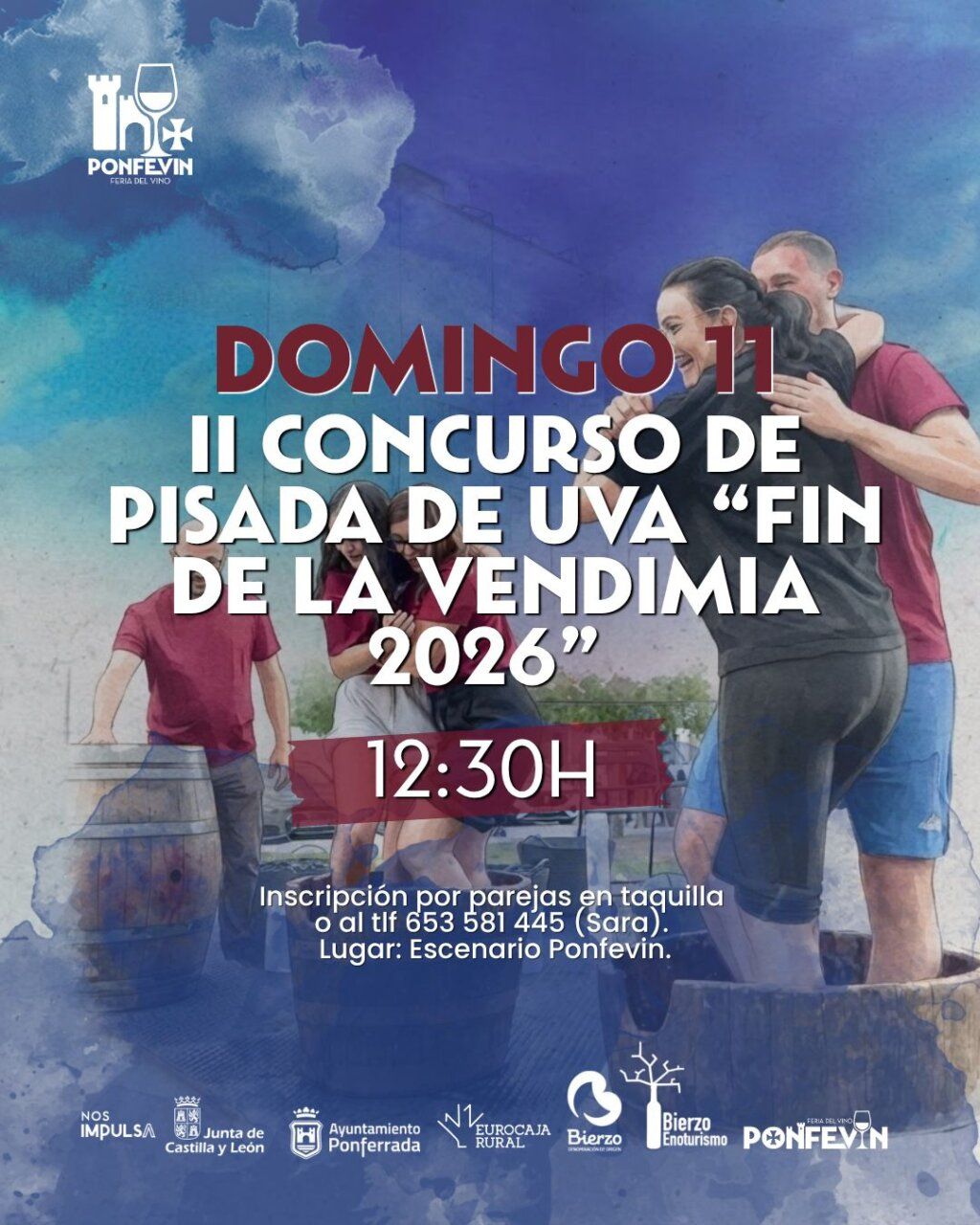 Participantes en el II Concurso de Pisada de Uva en Ponferrada