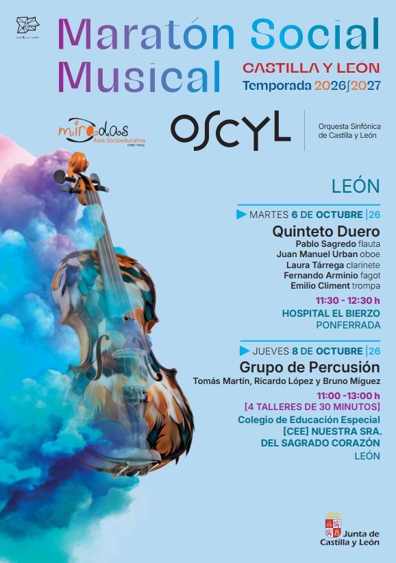 Cartel del Maratón Social Musical en León con detalles del evento