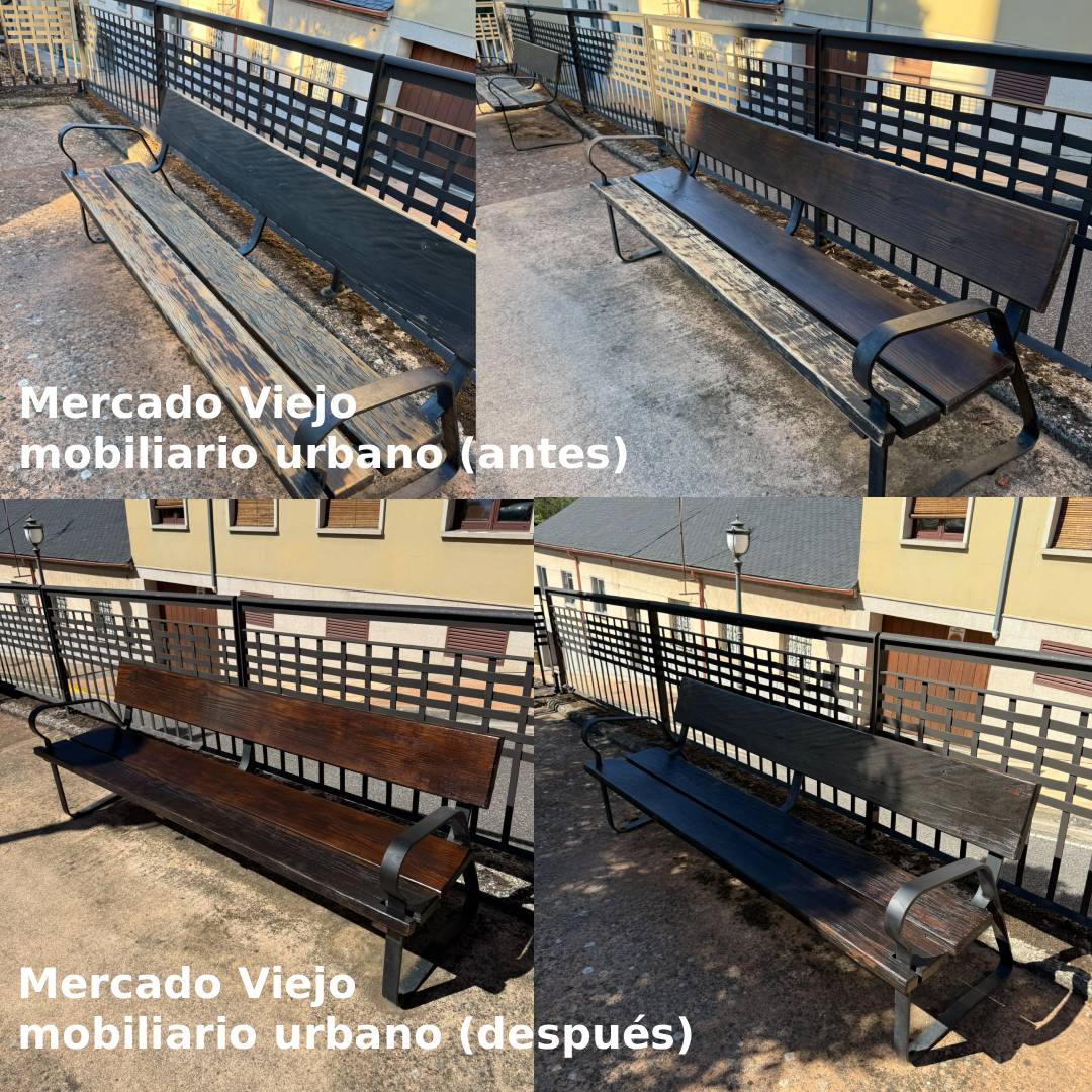 Antes y después del mobiliario urbano en Mercado Viejo