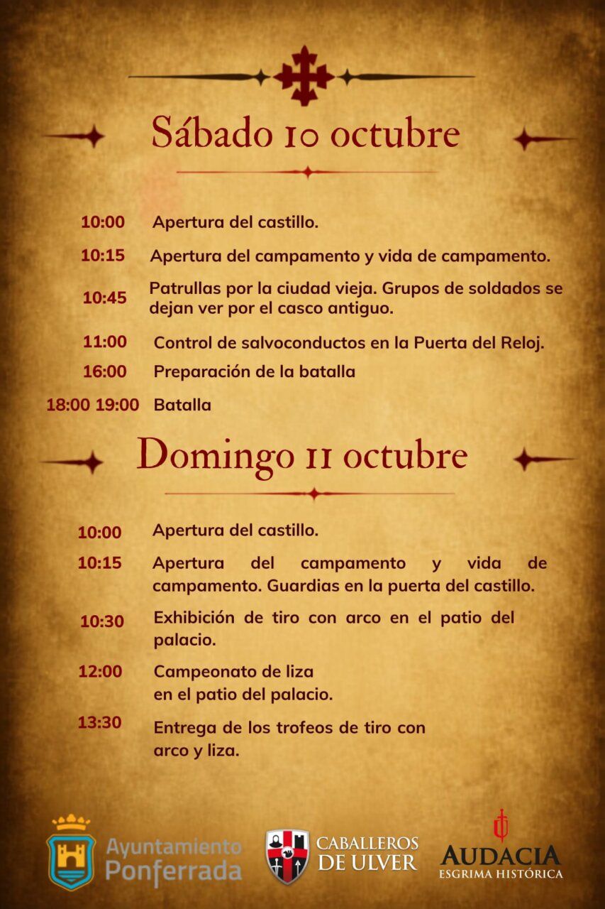 Programa de actividades de la revuelta Irmandiños en Ponferrada